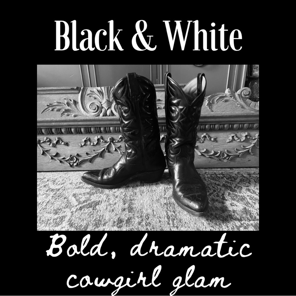 Bold black & white colors.